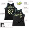 Custom Black Cream Green-Royal Authentic Throwback Basketball Jersey