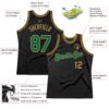 Custom Black Kelly Green-Old Gold Authentic Throwback Basketball Jersey
