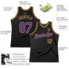 Custom Black Purple-Old Gold Authentic Throwback Basketball Jersey