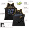 Custom Black Royal-Old Gold Authentic Throwback Basketball Jersey