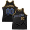 Custom Black Royal-Old Gold Authentic Throwback Basketball Jersey