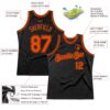 Custom Black Orange Authentic Throwback Basketball Jersey