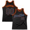 Custom Black Powder Blue-Orange Authentic Throwback Basketball Jersey