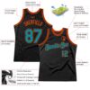 Custom Black Teal-Orange Authentic Throwback Basketball Jersey