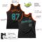 Custom Black Teal-Orange Authentic Throwback Basketball Jersey