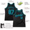 Custom Black Teal Authentic Throwback Basketball Jersey