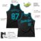 Custom Black Teal Authentic Throwback Basketball Jersey