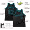 Custom Black Teal Authentic Throwback Basketball Jersey