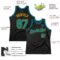 Custom Black Teal-Gold Authentic Throwback Basketball Jersey