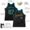 Custom Black Teal-Texas Orange Authentic Throwback Basketball Jersey