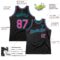 Custom Black Pink-Teal Authentic Throwback Basketball Jersey