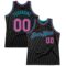 Custom Black Pink-Teal Authentic Throwback Basketball Jersey