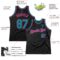 Custom Black Teal-Pink Authentic Throwback Basketball Jersey