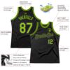 Custom Black Neon Green-Purple Authentic Throwback Basketball Jersey