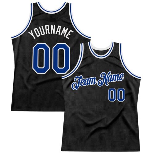 Black2613 Custom Black Royal-White Authentic Throwback Basketball Jersey