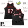 Custom Black Gray-Red Authentic Throwback Basketball Jersey