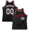 Custom Black White-Red Authentic Throwback Basketball Jersey