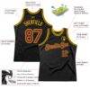 Custom Black Burgundy-Gold Authentic Throwback Basketball Jersey