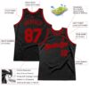 Custom Black Red Authentic Throwback Basketball Jersey