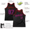 Custom Black Purple-Red Authentic Throwback Basketball Jersey
