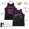 Custom Black Purple-Pink Authentic Throwback Basketball Jersey