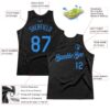 Custom Black Powder Blue Authentic Throwback Basketball Jersey