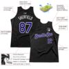 Custom Black Dark Purple-White Authentic Throwback Basketball Jersey