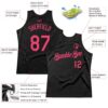Custom Black Neon Pink Authentic Throwback Basketball Jersey