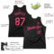 Custom Black Neon Pink Authentic Throwback Basketball Jersey
