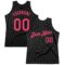 Custom Black Neon Pink Authentic Throwback Basketball Jersey