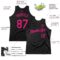 Custom Black Hot Pink Authentic Throwback Basketball Jersey
