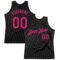 Custom Black Hot Pink Authentic Throwback Basketball Jersey