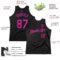 Custom Black Deep Pink Authentic Throwback Basketball Jersey