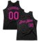 Custom Black Deep Pink Authentic Throwback Basketball Jersey