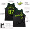 Custom Black Neon Green-Green Authentic Throwback Basketball Jersey