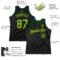 Custom Black Neon Green-Green Authentic Throwback Basketball Jersey
