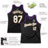 Custom Black Old Gold-Purple Authentic Throwback Basketball Jersey