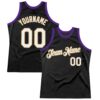 Custom Black Old Gold-Purple Authentic Throwback Basketball Jersey