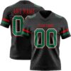 Custom Black Kelly Green White-Red Authentic Football Jersey
