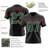 Custom Black Kelly Green White-Red Authentic Football Jersey