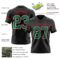 Black2903-2 Custom Black Kelly Green White-Red Authentic Football Jersey