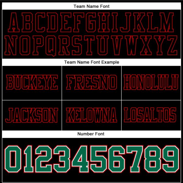 Custom Black Kelly Green White-Red Authentic Football Jersey