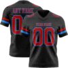 Custom Black Red-Powder Blue Authentic Football Jersey