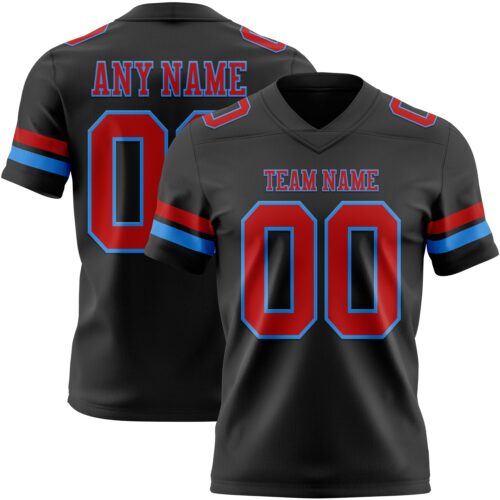 Black2907 Custom Black Red-Powder Blue Authentic Football Jersey
