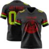 Custom Black Neon Green-Red Authentic Football Jersey