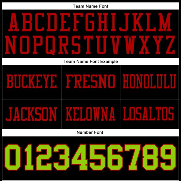 Custom Black Neon Green-Red Authentic Football Jersey