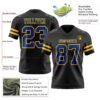 Custom Black Royal-Yellow Authentic Football Jersey