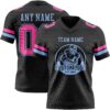 Custom Black Pink-Light Blue Authentic Football Jersey