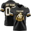 Custom Black White-Old Gold Authentic Football Jersey