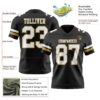 Custom Black White-Old Gold Authentic Football Jersey